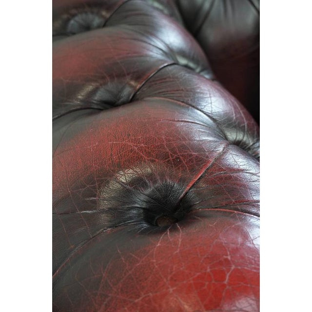 English Chesterfield Leather Armchair on Wheels For Sale - Image 15 of 18