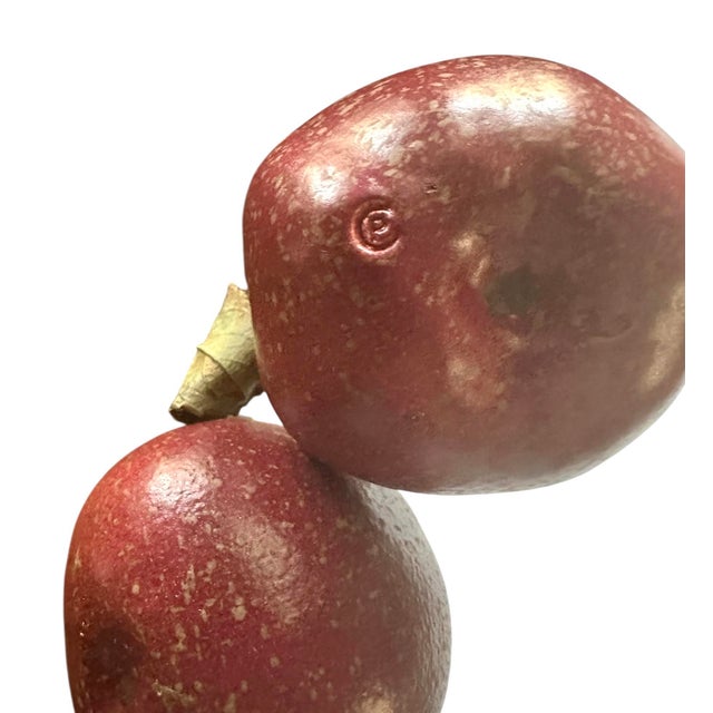 Vintage English Penkridge Ceramics Trompe l'Oeil Double William Pear Red Fruit With Tole Leaves Life / Full Size Figure Object For Sale In Dallas - Image 6 of 7