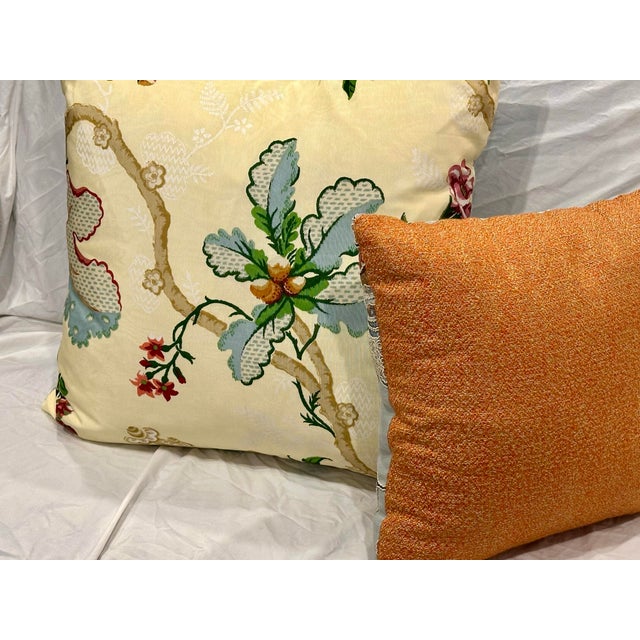 Pair of Custom Designer Throw Pillows – Colefax & Fowler Crewel & Brunschwig & Fils Moiré Silk For Sale - Image 12 of 12