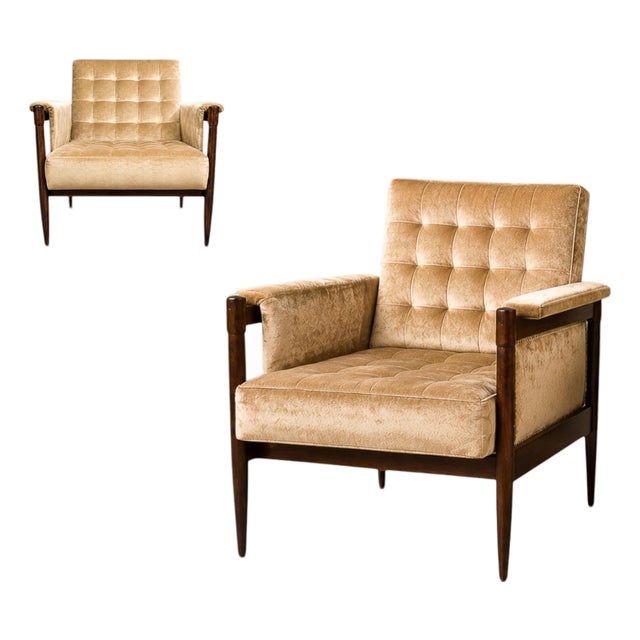 Móveis Provenzal Lounge Chair in Jacaranda & Champagne Mohair Velvet, Brazil, 1960s For Sale