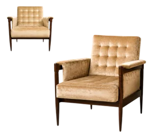 Móveis Provenzal Lounge Chair in Jacaranda & Champagne Mohair Velvet, Brazil, 1960s