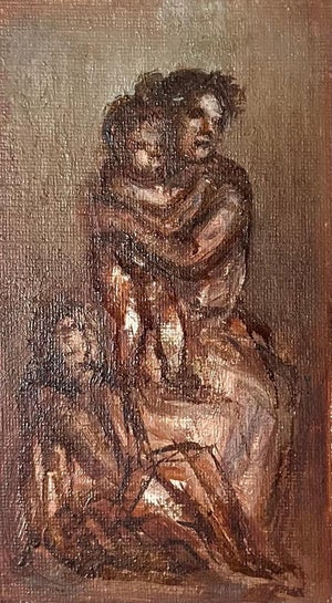 Simka Simkhovitch, Simka Simkhovitch WPA Artist Oil Painting Family Mother, Kids American Modernist, c.1930's