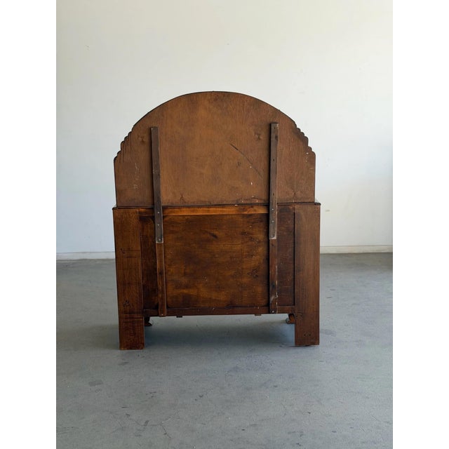Brown 1940s Art Deco Oak Cabinet With Arched Mirror For Sale - Image 8 of 12