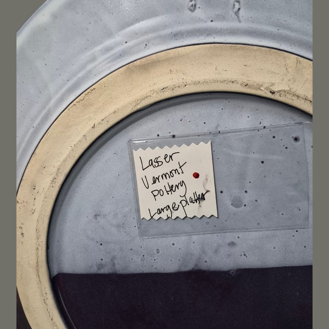 Vintage Vermont Dan Lasser Mid-Century Modern Abstract Expressionism Large Platter 15'' For Sale - Image 9 of 12