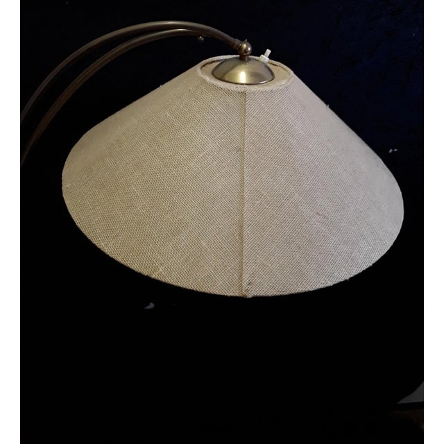 Goldenrod Vintage German Brass Floor Lamp with Linen Shade, 1960s For Sale - Image 8 of 10