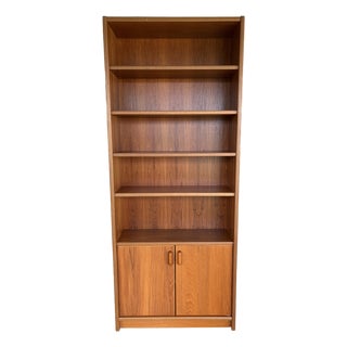 Danish Modern 88" 2 Door Multi Shelf Teak Bookcase For Sale