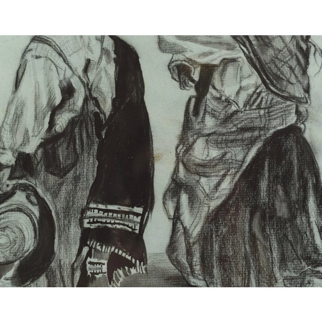 Mid 20th Century Charcoal Drawing South American Figures For Sale - Image 10 of 13