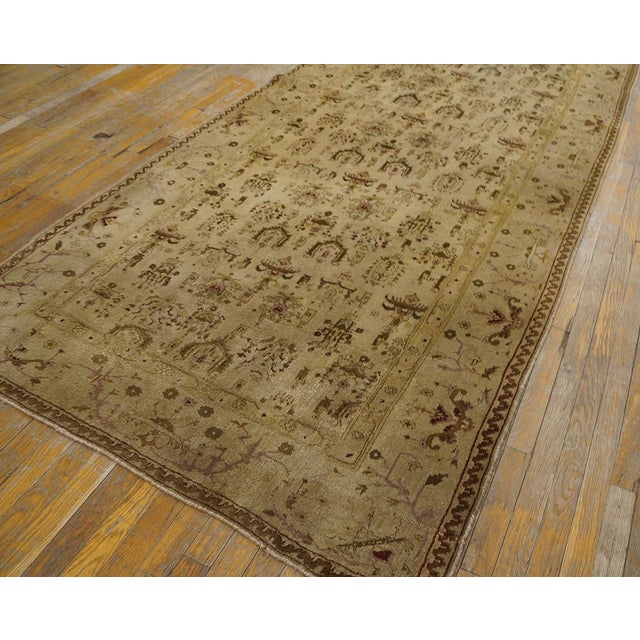 1870s Tan Ecru Geometric Antique Agra Indian Runner Rug 4' 8" X 23' 6" Handknotted Wool Carpet For Sale In New York - Image 6 of 6