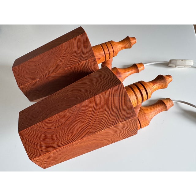 Vintage Swedish Wall Sconces in Pine, 1970s, Set of 2 For Sale - Image 4 of 12