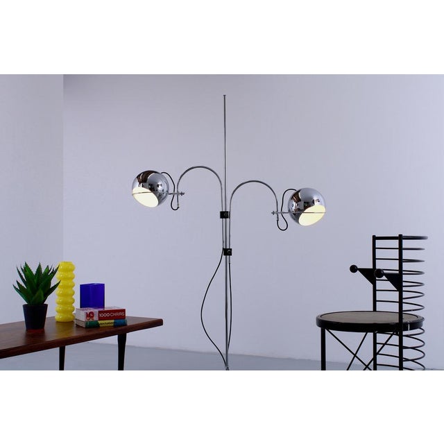 1970s Adjustable Double Chrome Eyeball Globe Floor Lamp from Gepo, 1970s For Sale - Image 5 of 18