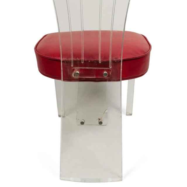 Set of 10 Acrylic Lucite Modern Hollywood Regency Shell Back Grosfeld House Style Dining Side Chair For Sale - Image 9 of 12