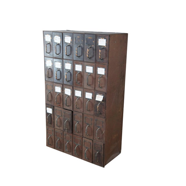 Industrial Antique NCR National Cash Register Industrial Iron Steel Index File Cabinet For Sale - Image 3 of 12