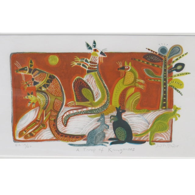 Judith Bledsoe limited edition artwork titled "A Troop of Kangaroos". Fun, whimsical depiction of a group of colorful and...