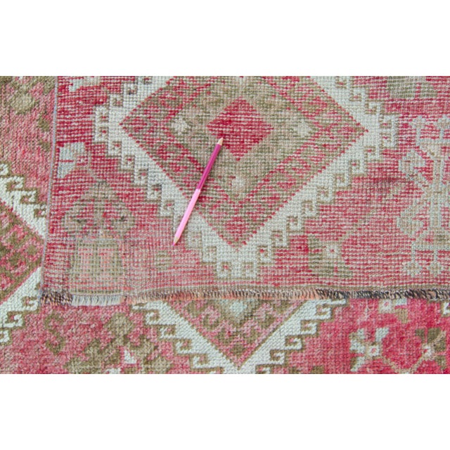 1960s Vintage Kurdish Diamond Tribal Wool Hand-Knotted Runner For Sale - Image 9 of 11