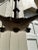 Vintage Arts and Crafts Cast Bronze Four Arm Chandelier For Sale - Image 4 of 9