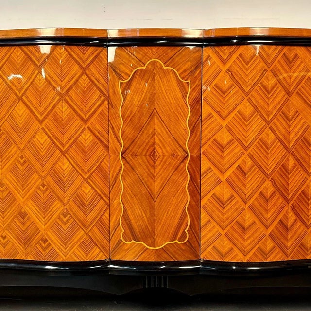 Wood French Art Deco Marquetry Sideboard, Buffet, Rosewood, Walnut, Marquetry, Palatial For Sale - Image 7 of 13