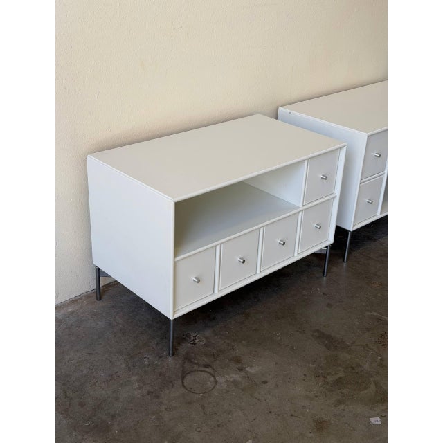 Mid-Century Modern Mid 20th Century Pair Montana Nightstands by Peter J Lassen White Danish Modern Bedside Tables For Sale - Image 3 of 10