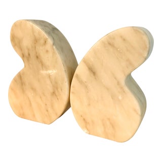 1970s Handcarved Italian Alabaster Apostrophe Bookends- a Pair For Sale