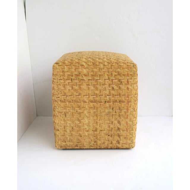 Modern Wicker Pedestal Stool Ottoman For Sale - Image 3 of 12