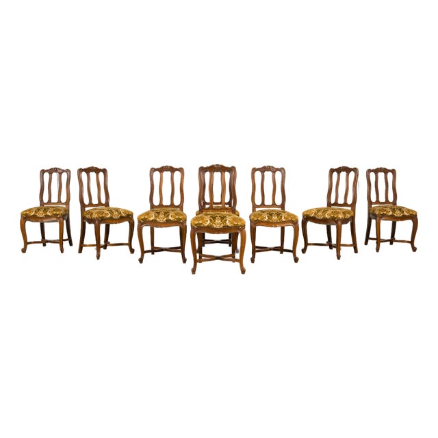 Set of 8 Early 20th Century French Louis XV Style Walnut Dining Chairs For Sale