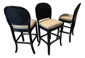 1990s Lexington 3 High Bar Height Rattan Chairs