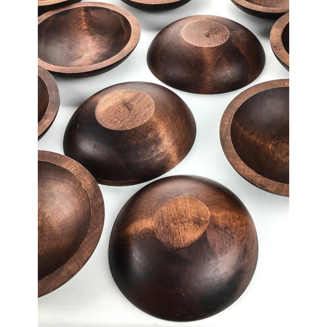 Wood Vintage Artisans Wood Salad Nut Snack Bowls - Set of 12 For Sale - Image 7 of 13