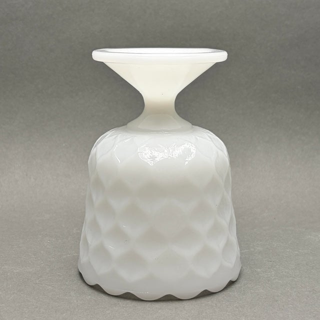 Glass Vintage e.o. Brody Co. Milk Glass Diamond Pattern Pedestal Planter Vase For Sale - Image 7 of 9