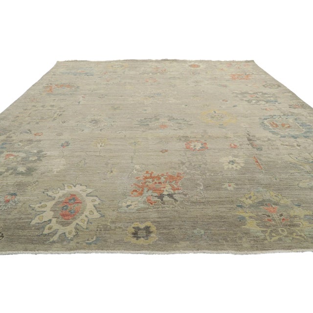 Modern Modern Oushak Distressed Oushak Rug - 08'07 X 11'07 For Sale - Image 3 of 9