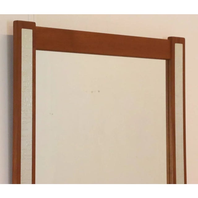 Teak Mirror with Silver-Colored Details For Sale - Image 9 of 10