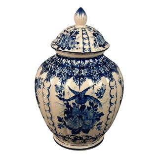 Vintage Potiche Ribbed Ceramic Flower Vase from Nove Italie, 1960s For Sale