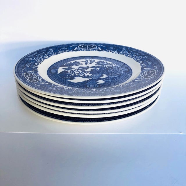 Navy Blue Vintage Blue Willow Luncheon (6) Plates 9.25” Usa For Sale - Image 8 of 8