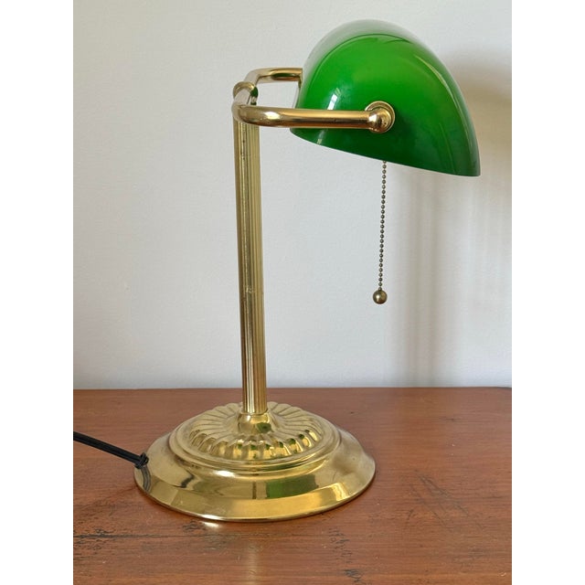 Classic Green Emeraldite Shade Bankers Lamp For Sale - Image 4 of 8