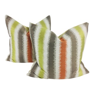 Vervain Modern Silk Pillows- a Pair For Sale