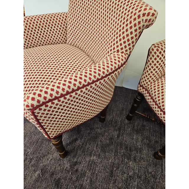 English Interesting Upolstered Club Chairs From Harrods of London - A Pair For Sale - Image 3 of 7