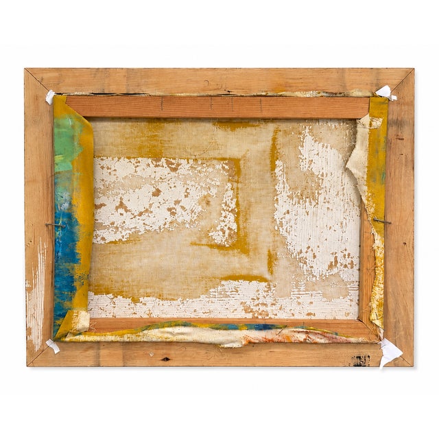 This expressive original composition features a beautifully layered palette of turquoise, aqua, blue, green, ochre and...