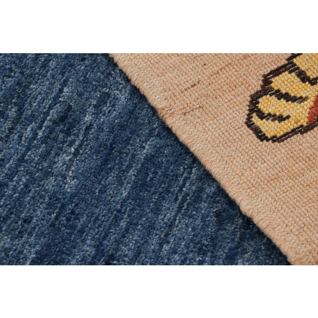 Textile Rug & Kilim’s Contemporary Tiger Pictorial Rug in Beige, Blue and Red Tones For Sale - Image 7 of 7