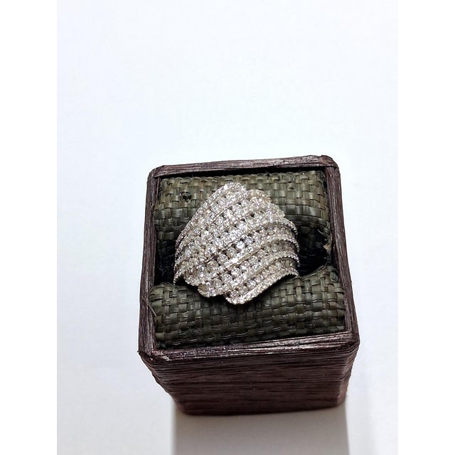 10k White Gold Round Diamond Cluster Designer Ladies Ring 2-3/4 CTTW, Size 6.75 For Sale - Image 4 of 5