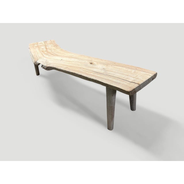 Contemporary Andrianna Shamaris Curved St. Barts Teak Wood Bench For Sale - Image 3 of 18