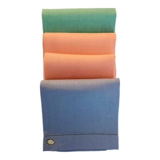 Irish Linen Hand Towels, 2 Pink, 1 Green, 1 Lavender With Original Labels For Sale