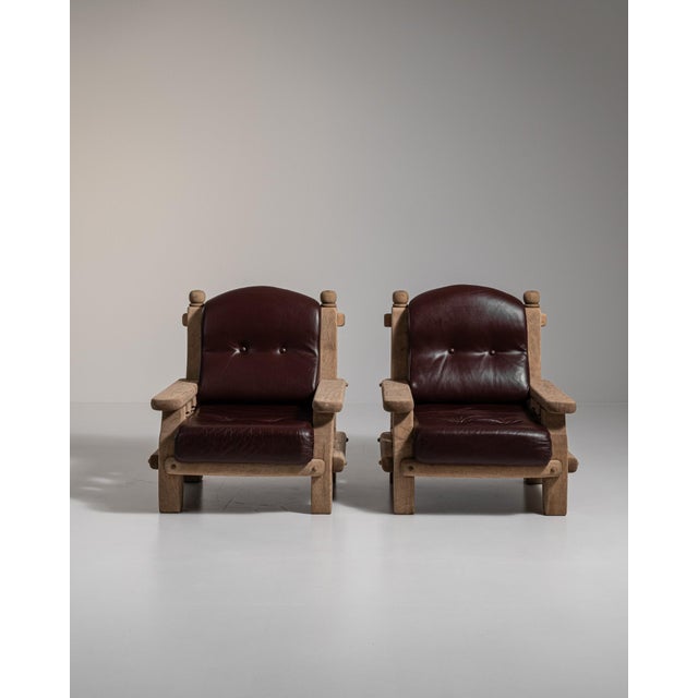 1970s Brutalist Brown Wood Pair of Club Chairs For Sale - Image 10 of 15