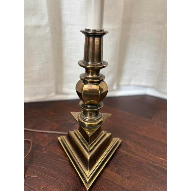 Rare vintage double socket stiffel with paper shade. Adds the perfect upscale touch to any room.