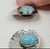 Mid-Century Modern 1950s Les Bernard Turquoise and Hammered Silver Earrings, A Pair For Sale - Image 3 of 7
