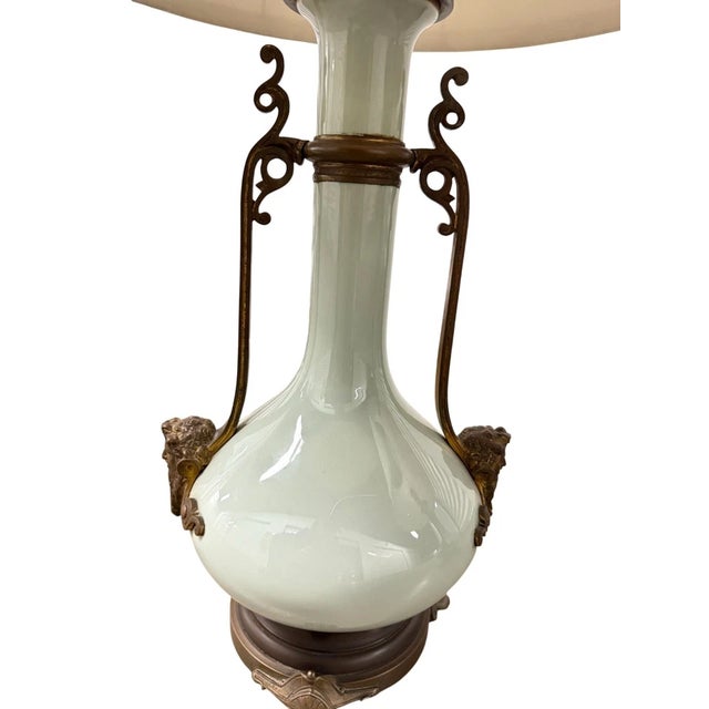 Antique 19th C French Louis XVI Ormolu & Celadon Porcelain Lamps - A Pair For Sale In Chicago - Image 6 of 18