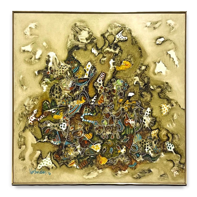 This wonderful large 1976 abstraction titled "Kalpanika" (Imaginary) by Indian artist Setlur Gopal Vasudev (b. 1941) is...