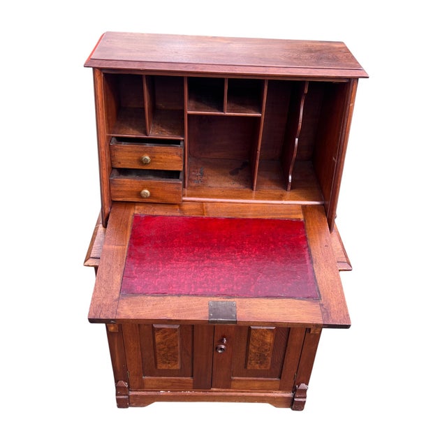 Victorian Walnut Victorian 2 Part Drop Front Desk For Sale - Image 3 of 12