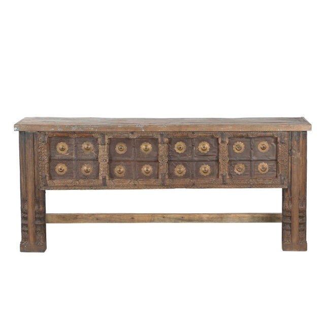 Indian Console Table Constructed From Antique Indian Carved Elements and Reclaimed Wood For Sale - Image 3 of 4