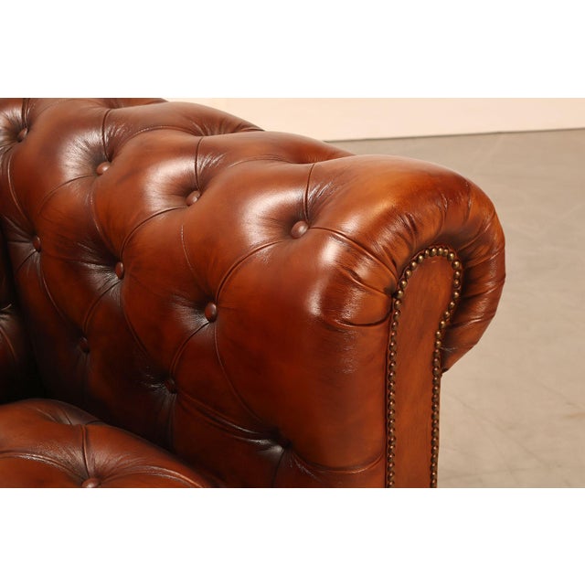 Chesterfield Style Tufted Brown Leather Club Chair For Sale In Philadelphia - Image 6 of 16