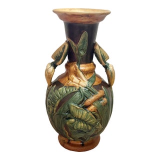 Vintage Sarreguemines Style Faience Vase For Sale
