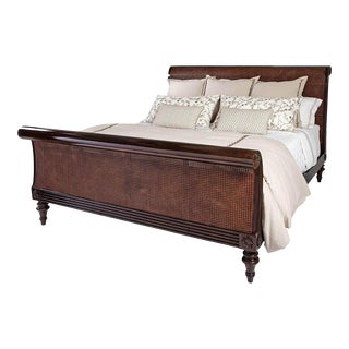 Caned Regency Sleigh California King Bed For Sale