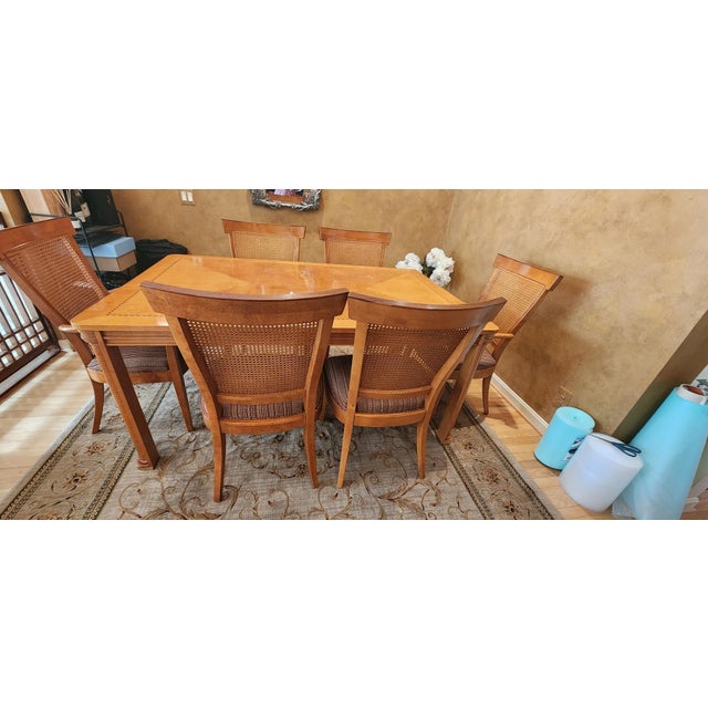 1980s Hickory White Co. Biedermeier Style Genesis Dining Set, Includes Table ( 1Leaf Extension) and Pads) With Six Chairs $4500 For Sale - Image 5 of 11